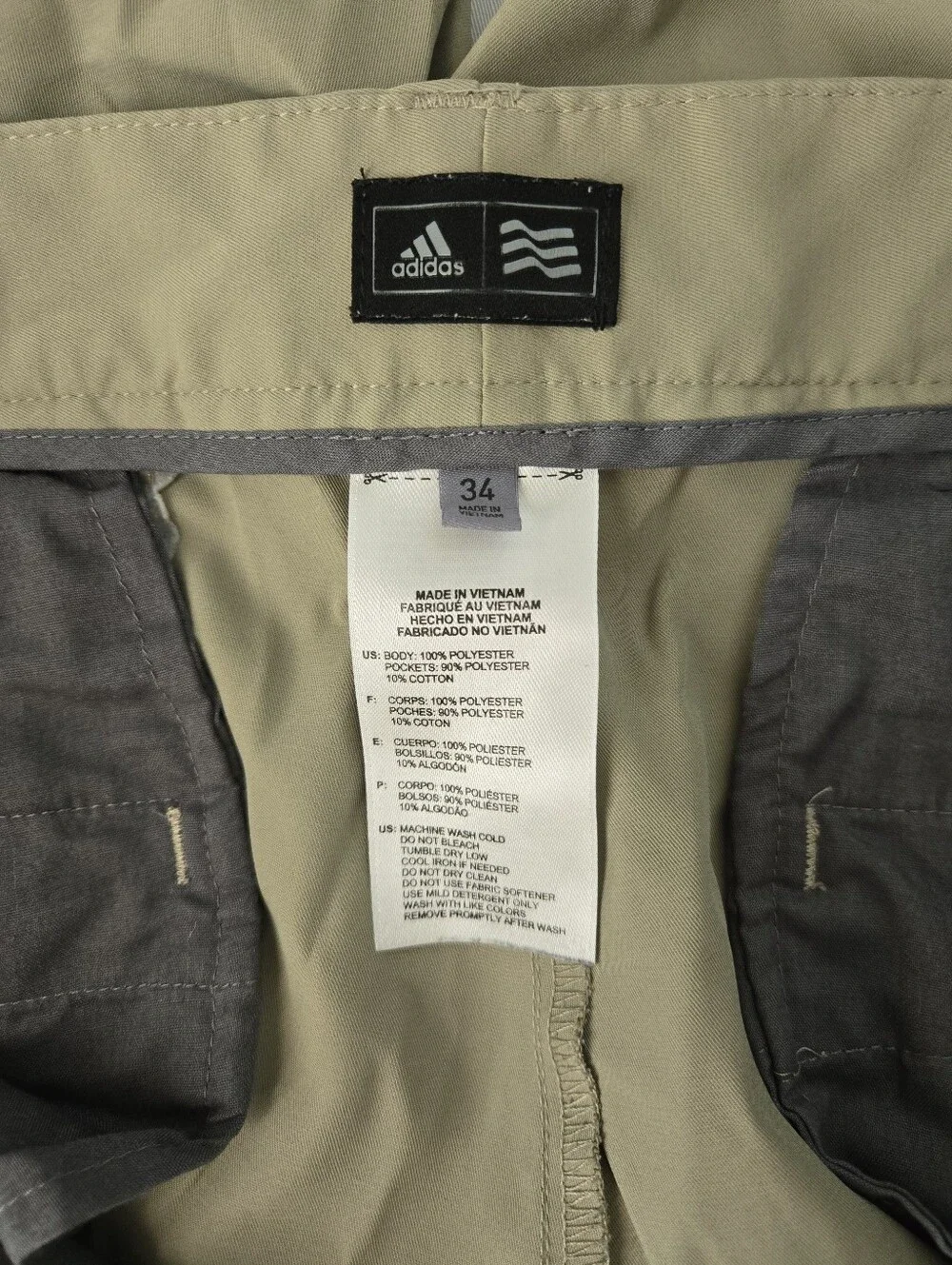 Adidas Men's Performance Chino Shorts - Khaki Sze 34
